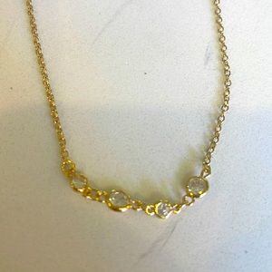 Gold and Crystal long, dainty necklace